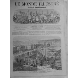 1861 PARIS DEMOLITION EMBELLISSEMENT TRAVAUX EMPLACEMENT OPERA HOTEL PAIX