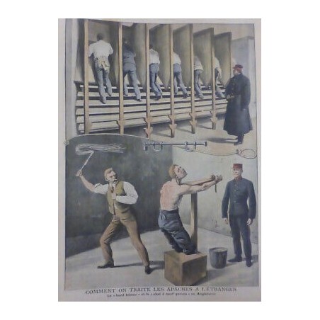 1907 FOUET HARD LABOUR CHAT 9 QUEUES ETAU BANDE APACHE PRISON ANGLETERRE