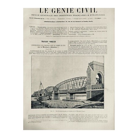 1895 GC CONSTRUCTION PONT CHEMIN FER FLEUVE WEICHSEL DIRSCHAU PRUSSE