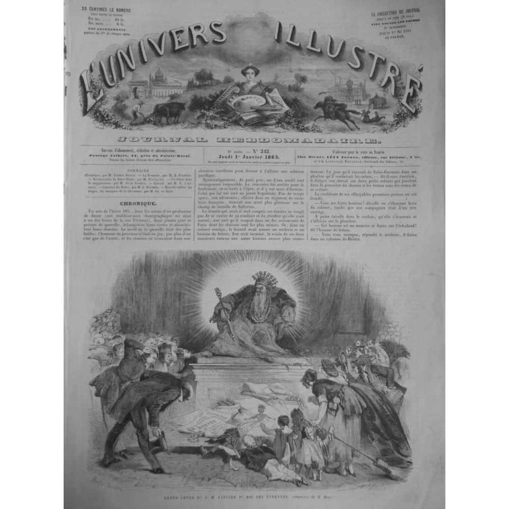 1863 UI GRAND LEVER SA MAGESTE JANVIER ROI ETRENNES COMPOSITION M. MORIN