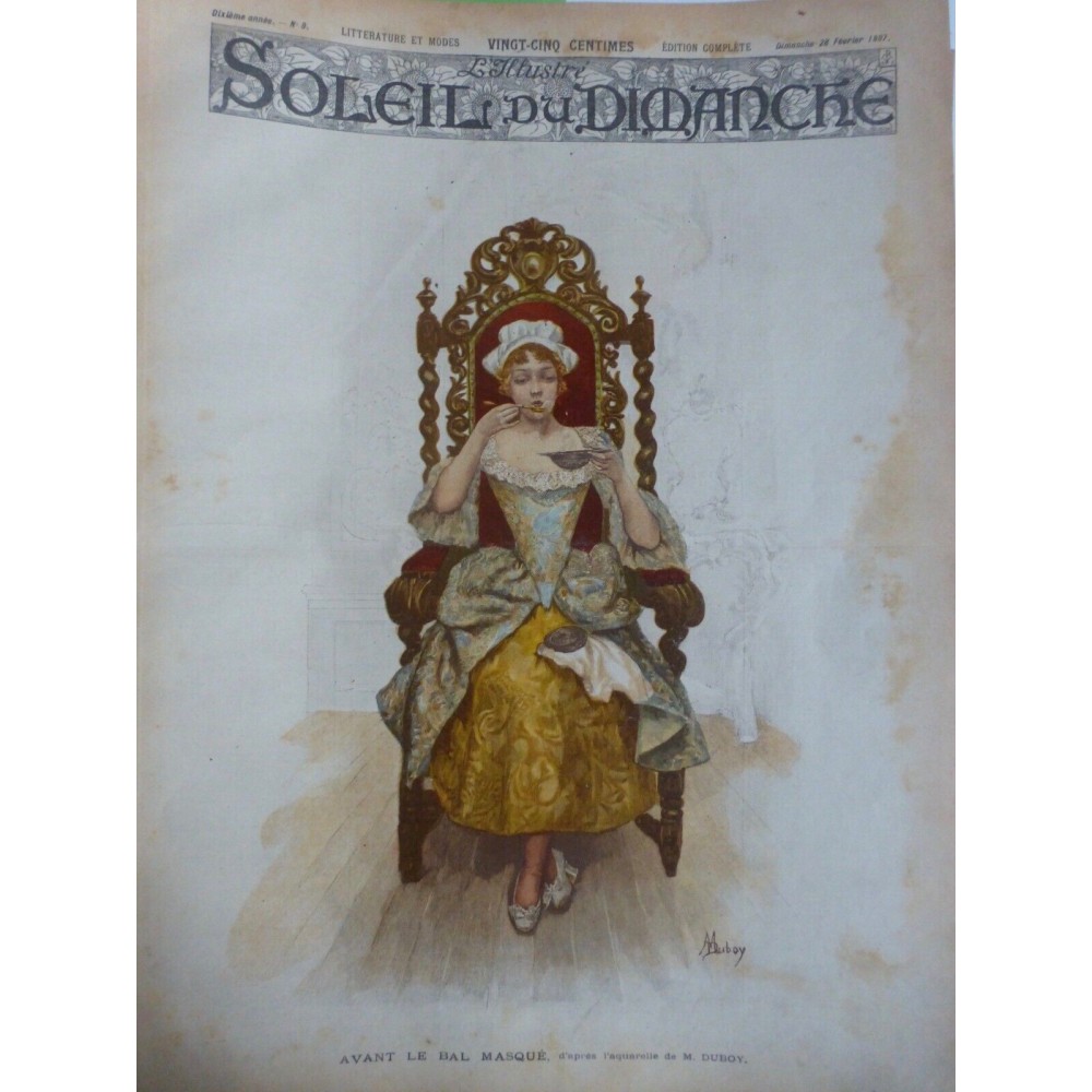 1897  AVANT BAL MASQUE AQUARELLE M. DUBOY