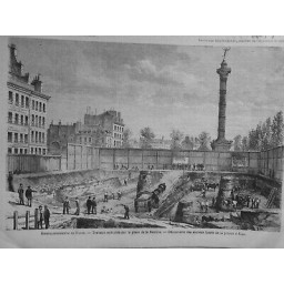 1868 MI PARIS DEMOLITION EMBELISSEMENT TRAVAUX PLACE BASTILLE