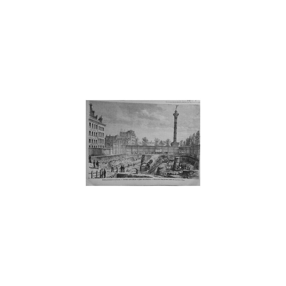 1868 MI PARIS DEMOLITION EMBELISSEMENT TRAVAUX PLACE BASTILLE