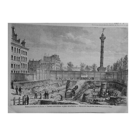 1868 MI PARIS DEMOLITION EMBELISSEMENT TRAVAUX PLACE BASTILLE