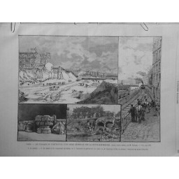 1887 UI PARIS DEMOLITION EMBELLISSEMENT CONSTRUCTION RESERVOIR BUTTE MONTMARTRE