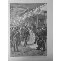 1885 I MARIAGE PRINCE ROYAL PORTUGAL RECEPTION PRINCESSE AMELIE DESSIN M.HAENEN