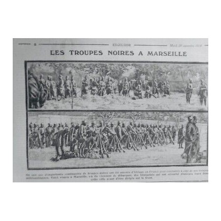 1914 1918 JV GUERRE SOLDAT NOIR TIRAILLEUR SENEGALAIS MARSEILLE ARME DEPART FRON