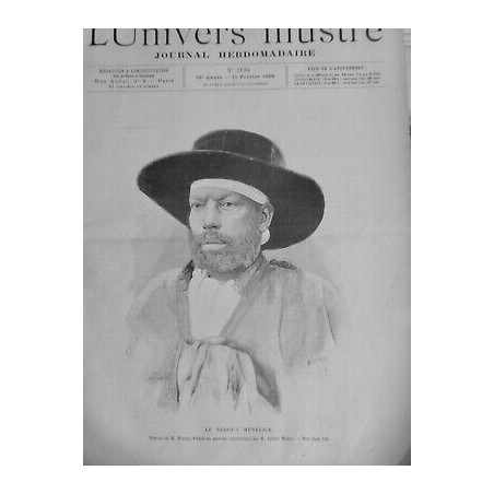 1896 UI ABYSSINIE ETHIOPIE NEGUS MENELIK PORTRAIT GRAVURE FLEURET