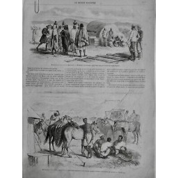 1868 MI ABYSSINIE ETHIOPIE EXPEDITION ANGLAISE FEMMES PROVISION CAMP MULET