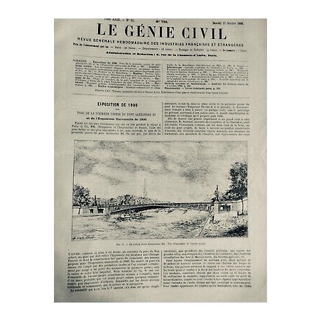 1896 GC POSE PREMIERE PIERRE PONT ALEXANDRE III AVANT PROJET TOUR EIFFEL