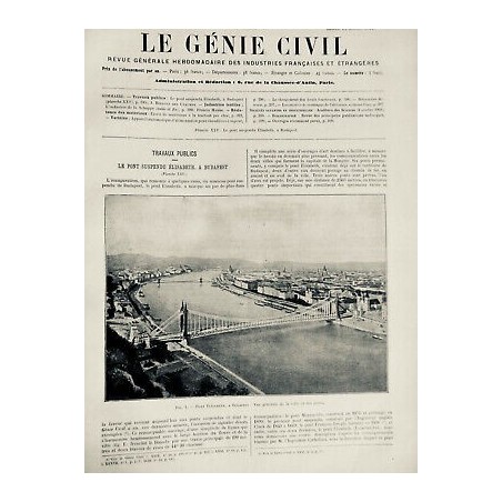 1904 GC PONT SUSPENDU ELISABETH BUDAPEST INGENIEUR ANGLAIS CLARK