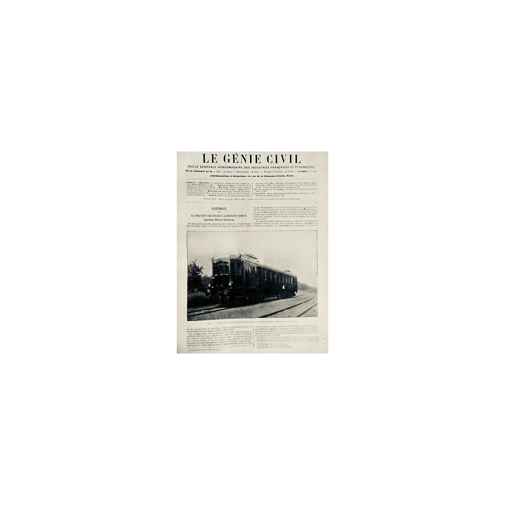 1904 GC ELECTRICITE TRACTION COURANT ALTERNATIF SIMPLE SYSTEME WINTER EICHBERG