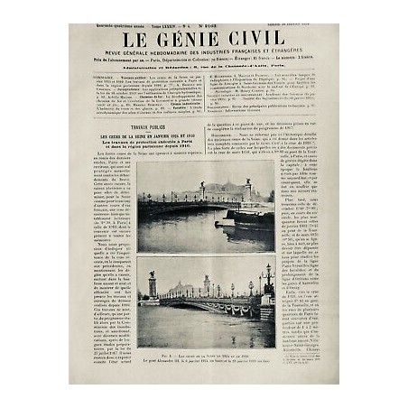 1924 GC CRUES SEINE TRAVAUX PROTECTION PONT ALEXANDE III