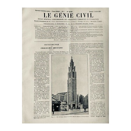 1923 GC CONSTRUCTION CIVILE EGLISE BETON ARMÉ RAINCY