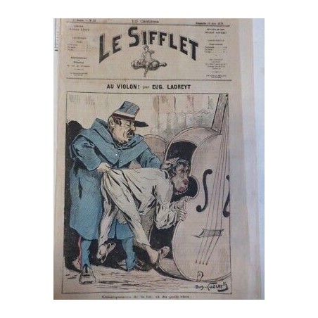 1888 CONTREBASSE LE SIFLET CARICATURE