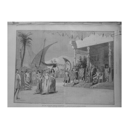 1890 CLEOPATRE THEATRE PORTE SAINT MARTIN ARRIVE MARC ANTOINE DESSIN M.MONDAN