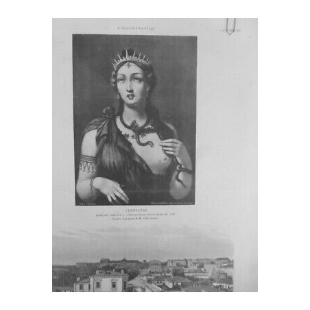 1885 CLEOPATRE PEINTURE GRECQUE ENCAUSTIQUE DECOUVERTE 1818 GRAVURE JHON SARTAIN