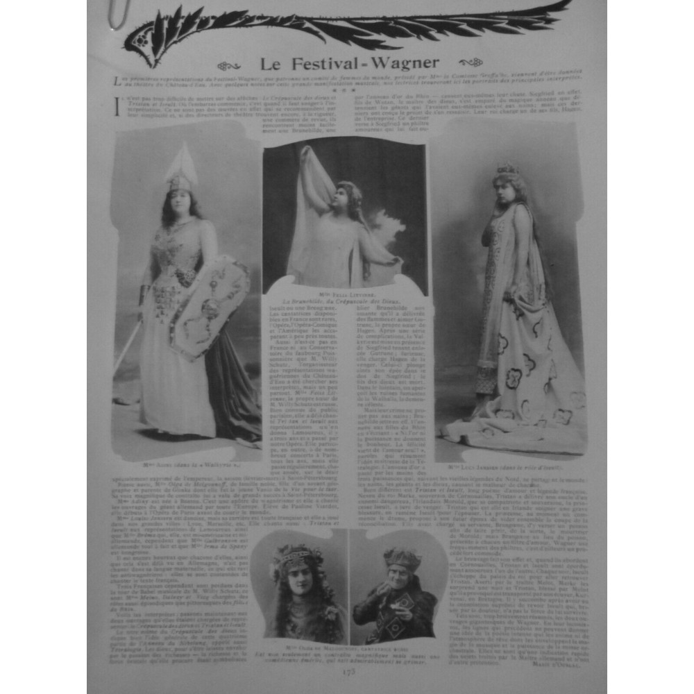 1902 F FESTIVAL WAGNER LUCY JENSSEN FELIA LITVINNE