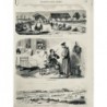 1854 I MODE TRANSPORT SANTÉ CAMP HOPITAL AMBULANCE TENTE LIT BLESSES GUERRE