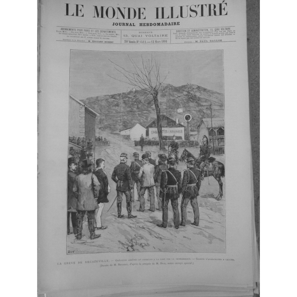 1886 GREVE DECAZEVILLE ARRESTATION GARE GENDARMERIE