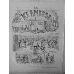 1888 CARNAVAL BELGIQUE KERMESSE BRUXELLES DTANDS TIR JEU MASSACRE DESSIN BODART