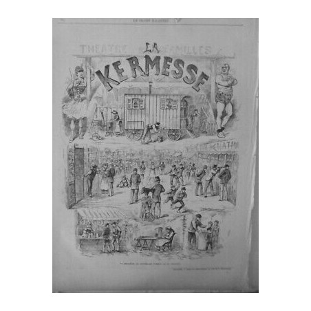 1888 CARNAVAL BELGIQUE KERMESSE BRUXELLES DTANDS TIR JEU MASSACRE DESSIN BODART