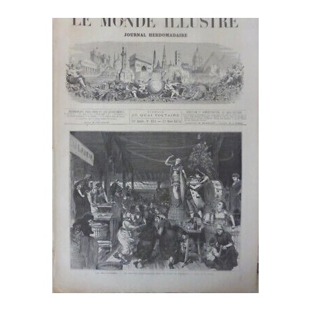 1874 MI CAREME FETE BLANCHISSEUSES LAVOIR PLAISANCE DESSIN VIERGE