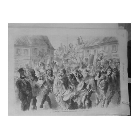 1882 CARNAVAL CHARS MI CAREME HOTEL PETIT JOURNAL DESSIN MEYER