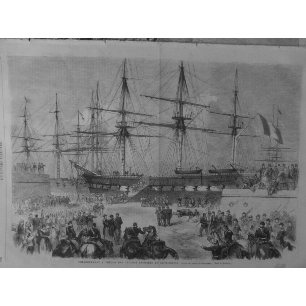 1865 UI  EMBARQUEMENT TOULON TROUPES COCHINCHINE