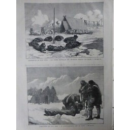 1876 EXPEDITION POLE NORD CHIENS ATTELAGE TRAINEAUX ENSEVELISSEMENT GLACE