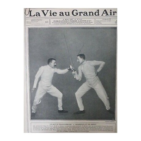 1907 VGA ESCRIME DUEL MATCH FRANCO BELGE ROSSIGNOL DE SMEDT