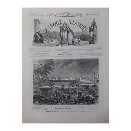 1875 INONDATION DE TOULOUSE 2 JOURNAUX