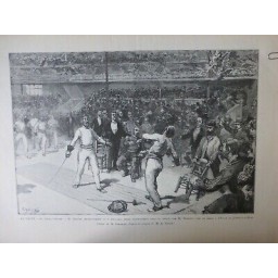 1887 MI ESCRIME DUEL GRANIR TERNAUX CIRQUE THEATRE HAVRE DESSIN M GERARDIN N°2