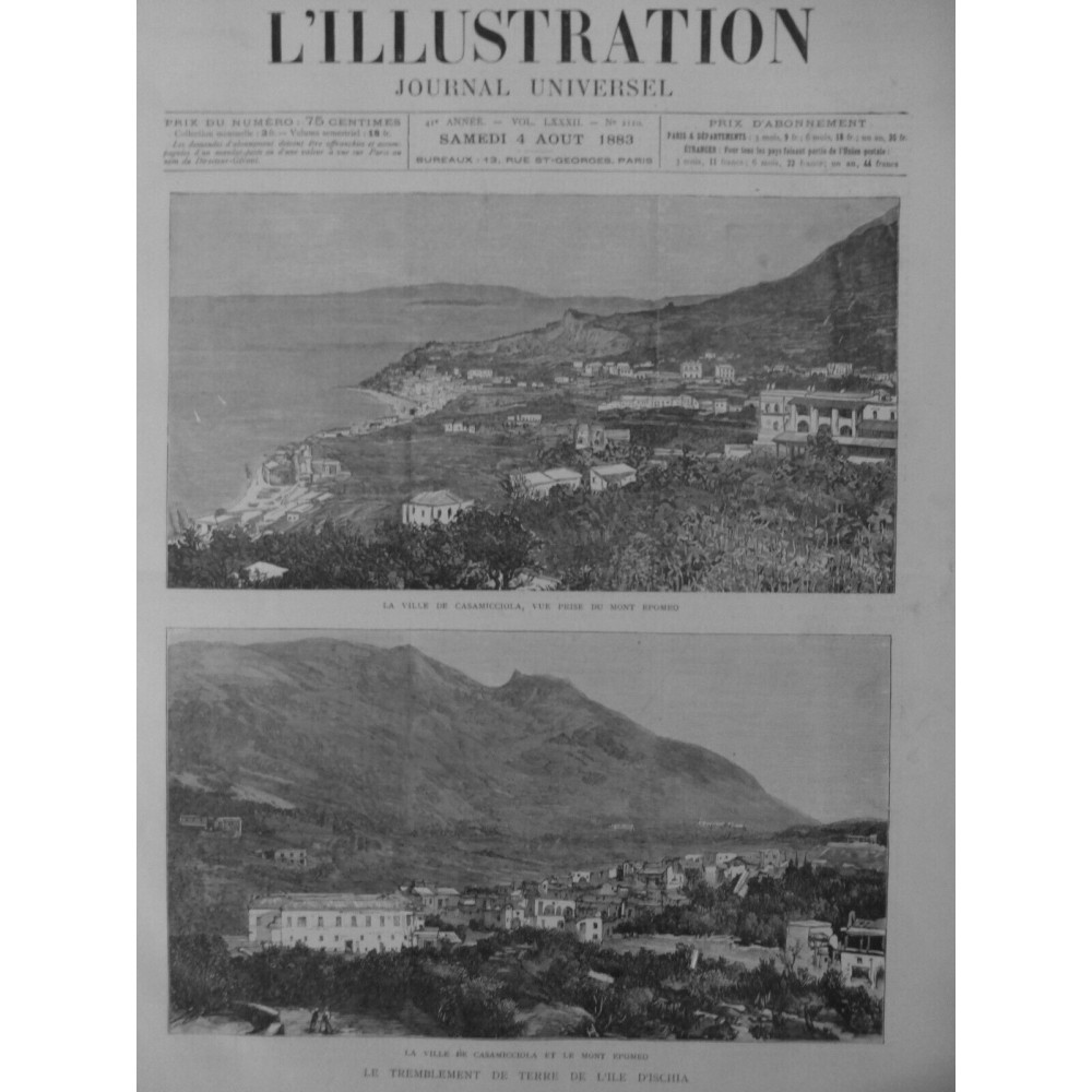 1883 I  TREMBLEMENT TERRE ILE ISCHIA