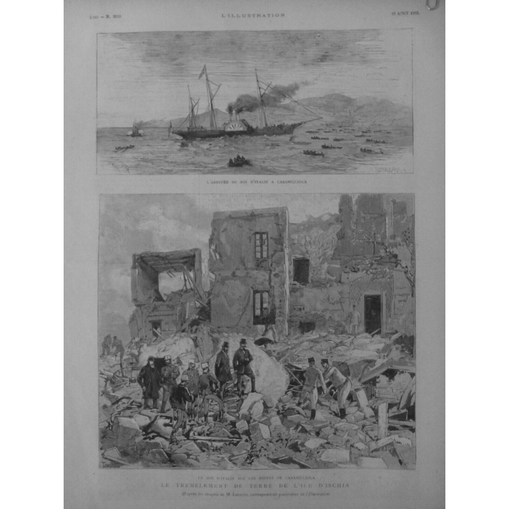 1883 I  TRAMBLEMENT TERRE ILE ISCHIA RUINES CASAMICCIOLA