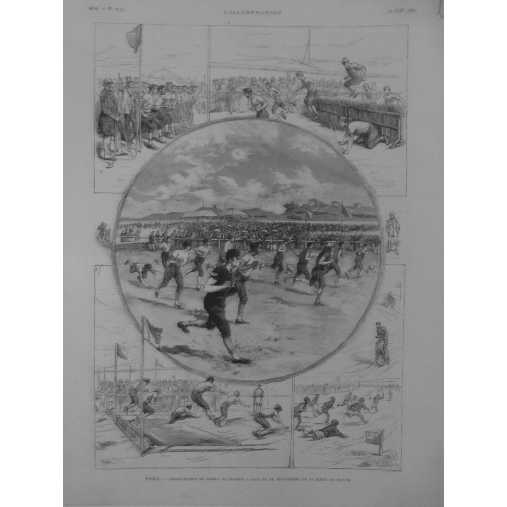 1884 I PARIS INAUGURATION CHAMP COURSES PIED VELOCIPEDES