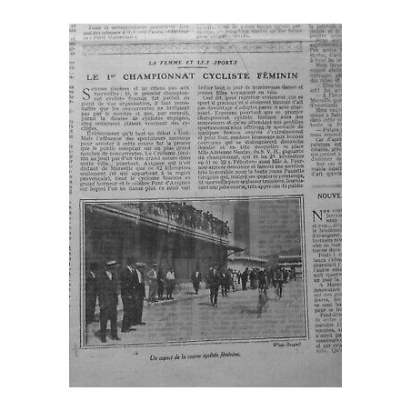 1924 PM FEMMES SPORT 1ER CHAMPIONNAT CYCLISTE FEMININ