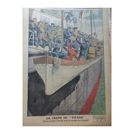 1912 PJ LECON TITANIC EXERCISE MISE EAU CANOTS SAUVETAGE PAQUEBOT