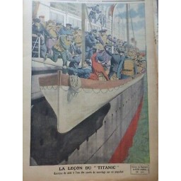 1912 PJ LECON TITANIC EXERCISE MISE EAU CANOTS SAUVETAGE PAQUEBOT N°2