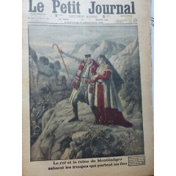 1915  PJ  ROI REINE MONTENEGRO SALUENT TROUPES PARTENT FEU