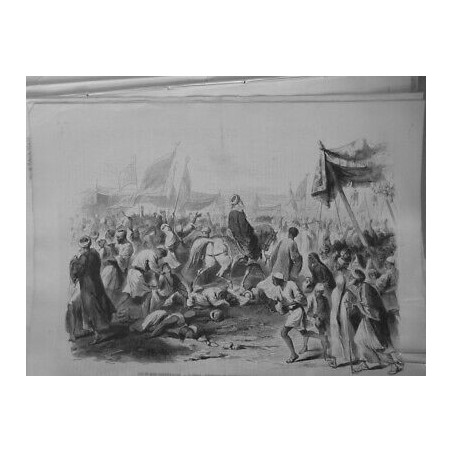 1872 MONDE MUSULMAN CEREMONIES RETOUR TAPIS CAIRE FANATIQUES PASAGE CHEICK