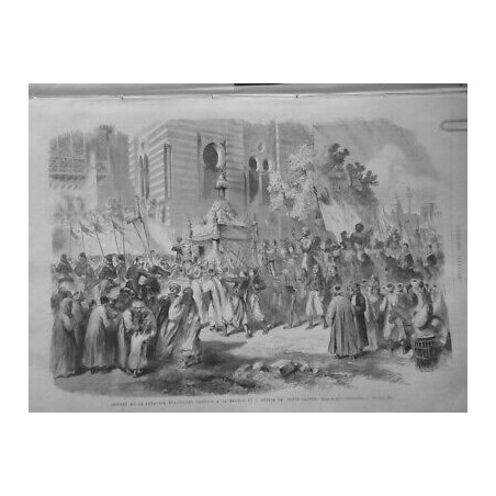 1869 MONDE MUSULMAN DEPART CARAVANE EGYPTE TAPIS SACRE MECQUE MEDINE