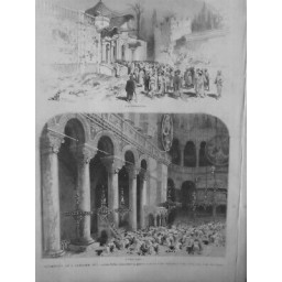 1877 MONDE MUSULMAN MOSQUE PRIERE ISTANBUL SOFTAS DESSIN FERDINANDUS CLERGET