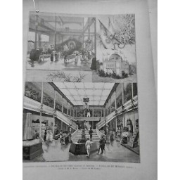 1889 FI CHILI EXPOSITION UNIVERSELLE PAVILLON VUE INTERIEUR EXTERIEUR