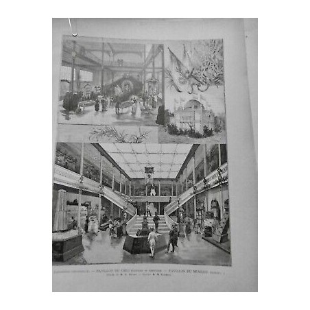 1889 FI CHILI EXPOSITION UNIVERSELLE PAVILLON VUE INTERIEUR EXTERIEUR