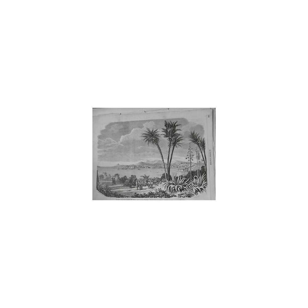 1858 MI BRESIL VUE VILLE RADE RIO DE JANEIRO CROCQUIS M.LABROSSE