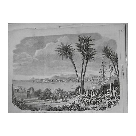 1858 MI BRESIL VUE VILLE RADE RIO DE JANEIRO CROCQUIS M.LABROSSE