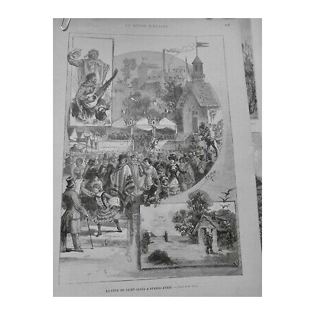 1883 MI ARGENTINE FETE SAINT CLOUD BUENOS AIRES DESSIN M.FARIA