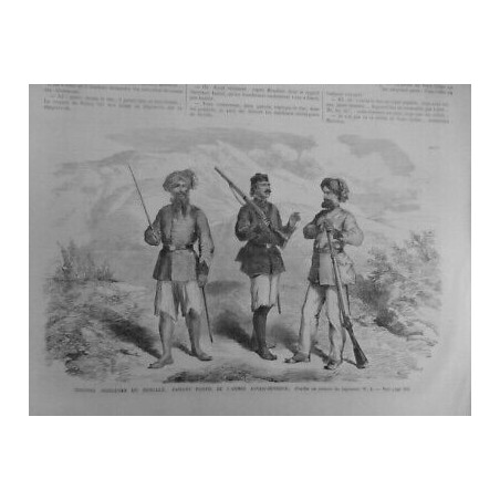 1867 COSTUMES TROUPES INDIGENES BENGALE ARMEE ANGLO-INDOU