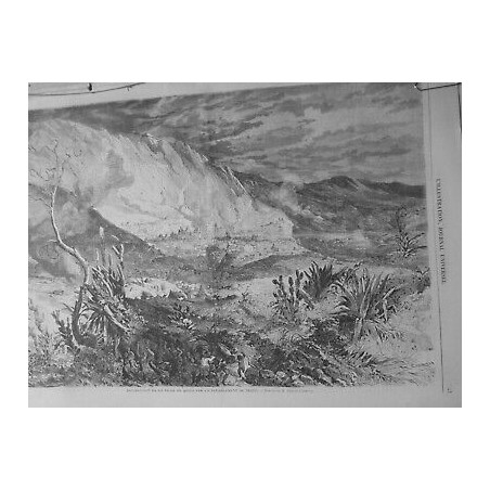 1859 I EQUATEUR TREMBLEMENT TERRE QUITO VILLE DETRUITE DESSIN ERNEST CHARTON